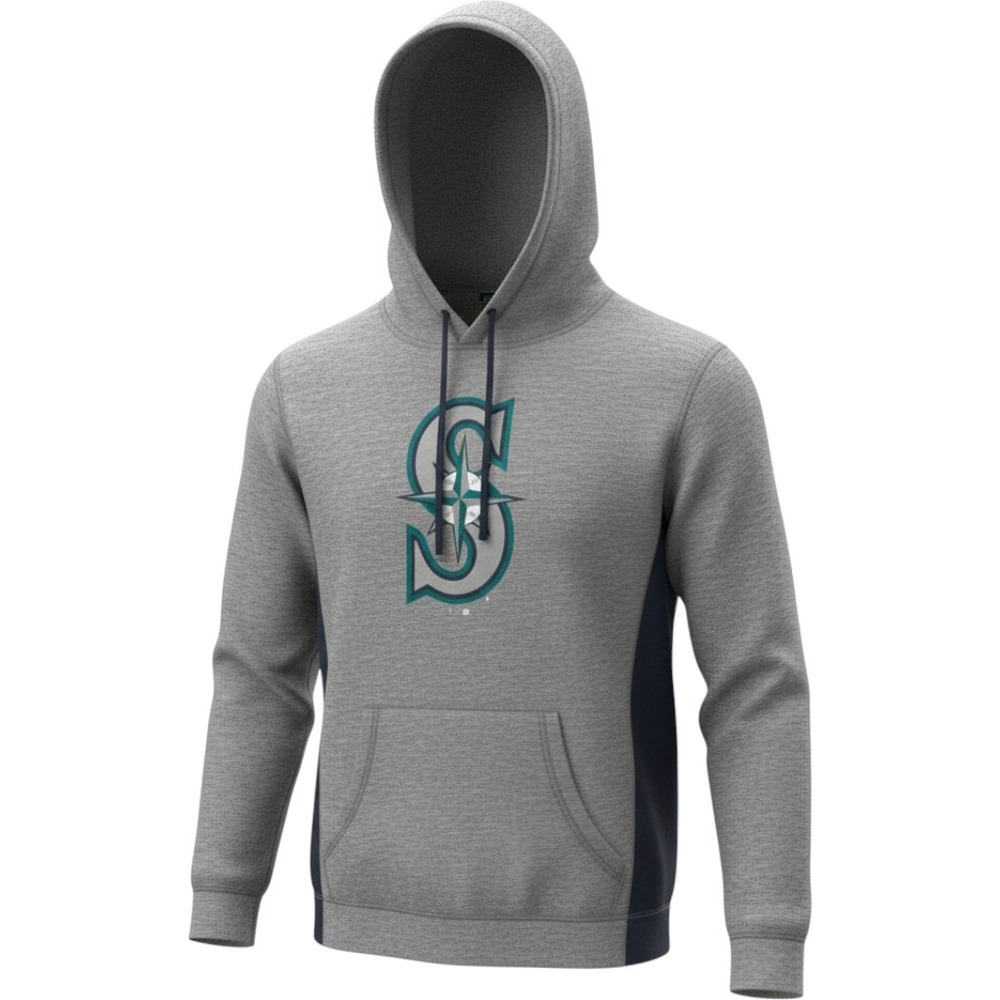 Fanatics Seattle Mariners MLB Hoodie Gray Navy Blue Pullover Sweatshirt Mens S